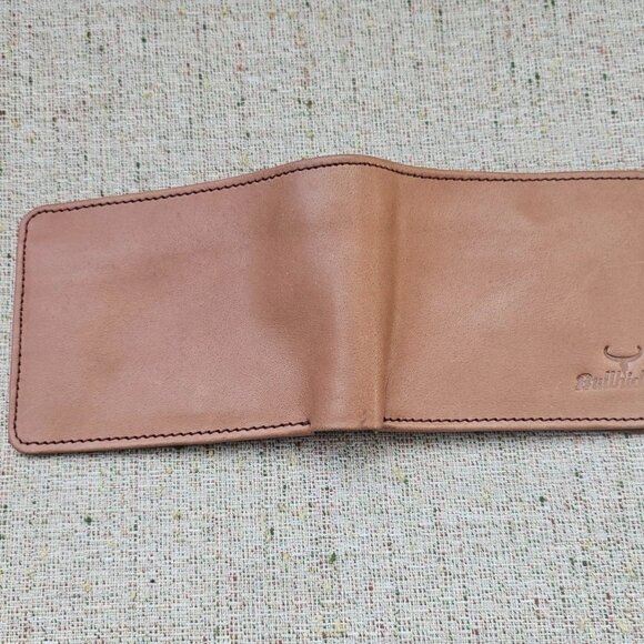 Wallet Cardholder Handmade Billfold Tan Genuine Leather Bi fold Purse New in box - Picture 7 of 13